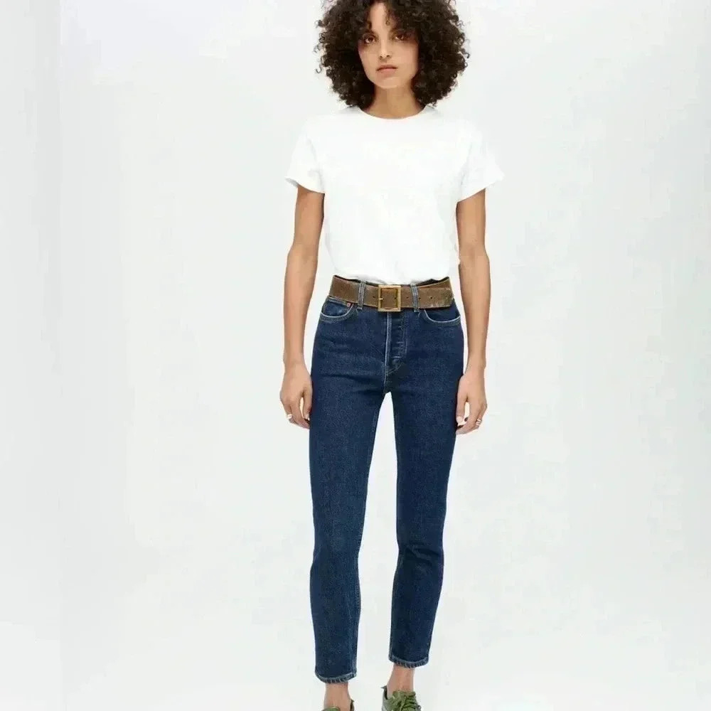 NWT RE/DONE Redone High Rise Ankle Crop Jeans Midnight Dark Blue 29
